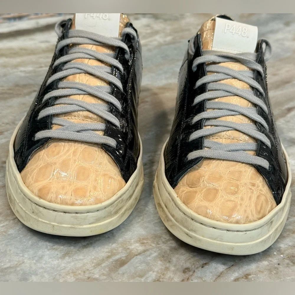 Women’s P448 black patent/tan croc sneakers- Size 39 - Picture 3 of 10